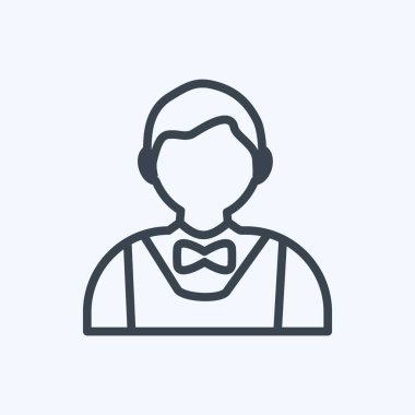 Yumuşak mavi arkaplanda izole edilmiş moda satır biçiminde Barmen Simgesi