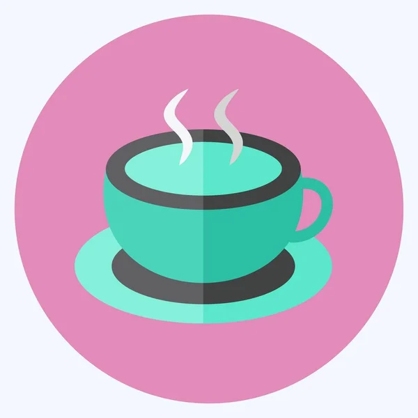 Hot Coffee Icon Trendy Flat Style Isolated Soft Blue Background — Stockvektor
