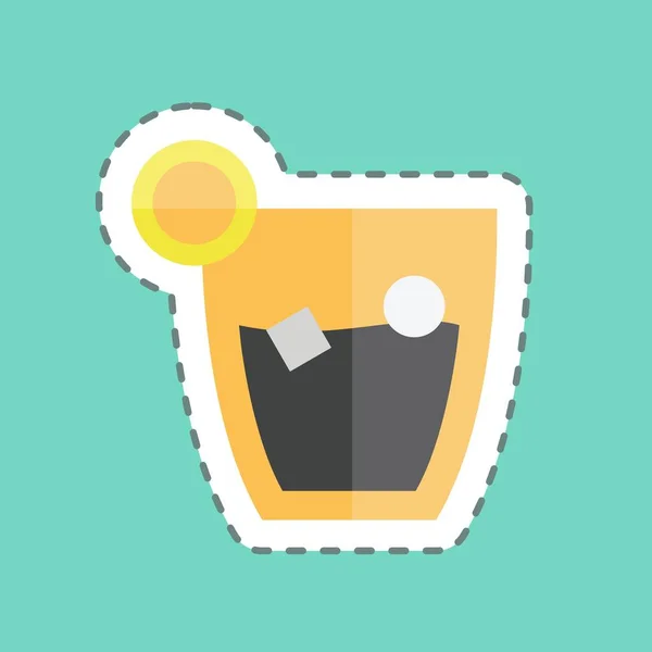 Whiskey Sour Sticker Modnej Linii Cięcia Izolowane Niebieskim Tle — Wektor stockowy