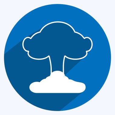 Yumuşak mavi arkaplanda izole edilmiş modaya uygun uzun gölge biçiminde patlama simgesi