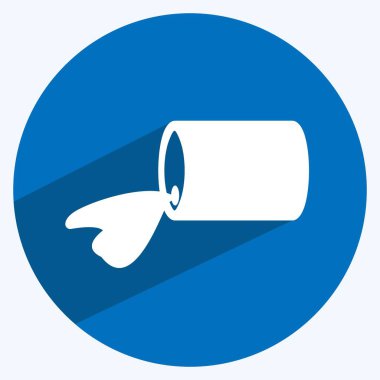 Yumuşak mavi arkaplanda izole edilmiş uzun gölge biçiminde Kimyasal Sızıntı Simgesi