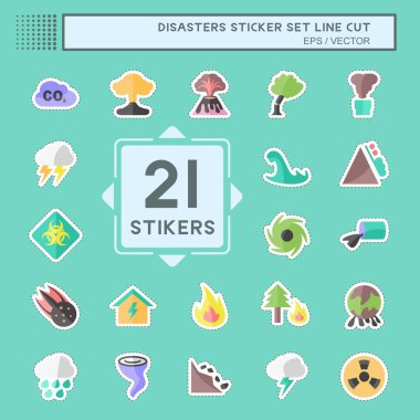 Afet Etiketleri Mavi arkaplanda izole edilmiş moda satırında belirlendi