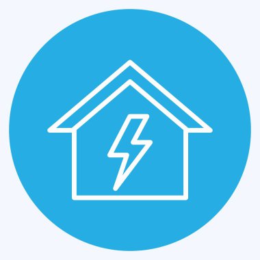 Yumuşak mavi arkaplanda izole edilmiş mavi gözlü elektrik Tehlike Simgesi Simgesi