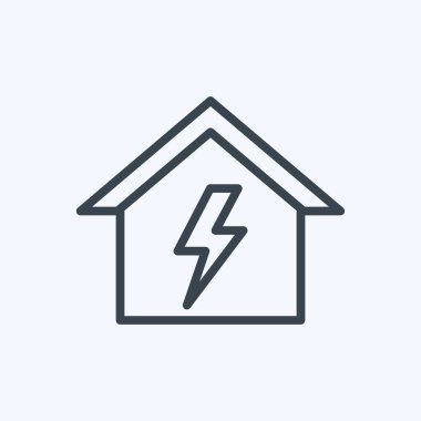 Yumuşak mavi arkaplanda izole edilmiş trend çizgisi biçimindeki Elektrik Tehlike Simgesi Simgesi