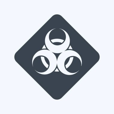 Yumuşak mavi arkaplanda izole edilmiş modaya uygun kabartma biçiminde salgın simgesi