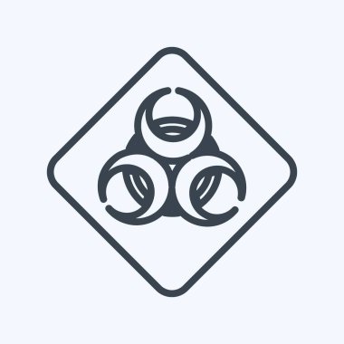 Yumuşak mavi arkaplanda izole edilmiş modaya uygun çizgi biçiminde salgın ikonu