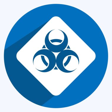 Yumuşak mavi arkaplanda izole edilmiş modaya uygun uzun gölge biçiminde salgın ikonu