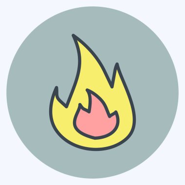 Yumuşak mavi arkaplanda izole edilmiş modaya uygun renk eş tarzında Ateş Simgesi