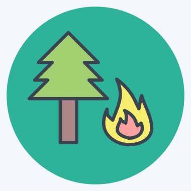 Yumuşak mavi arkaplanda izole edilmiş renkli eş biçiminde Orman Ateşi Simgesi