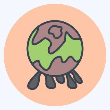 Yumuşak mavi arkaplanda izole edilmiş moda renk eşi biçiminde Küresel Kirlilik Simgesi