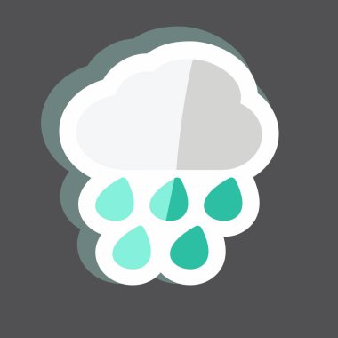 Şiddetli Yağmurlu Yapıştırıcı siyah arkaplanda izole edildi