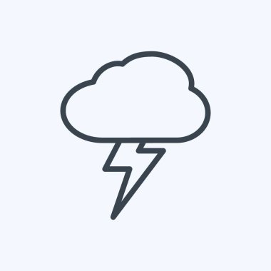 Yumuşak mavi arkaplanda izole edilmiş moda satır biçiminde Şimşek Simgesi