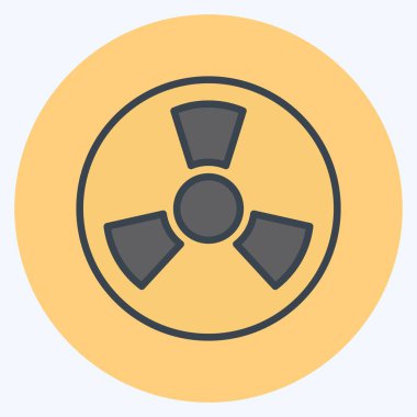 Yumuşak mavi arkaplanda izole edilmiş renkli eş biçiminde radyoaktif Bölge Simgesi