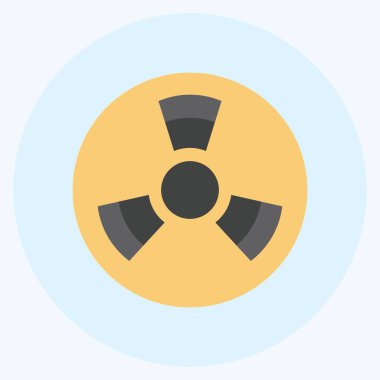 Yumuşak mavi arkaplanda izole edilmiş trend düz stil radyoaktif bölge simgesi