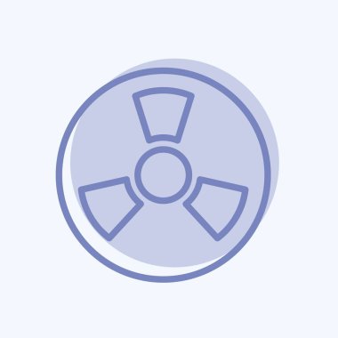 Yumuşak mavi arkaplanda izole edilmiş iki tonlu radyoaktif Bölge Simgesi Simgesi