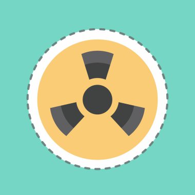 Moda satırında radyoaktif Bölge Etiketi mavi arkaplanda izole edildi