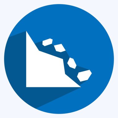 Kar Çığ Simgesi yumuşak mavi arkaplanda izole edilmiş modaya uygun uzun gölge biçiminde