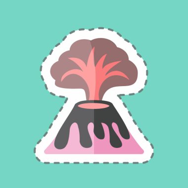 Moda satırında yanardağ patlaması etiketi mavi arkaplanda izole edildi