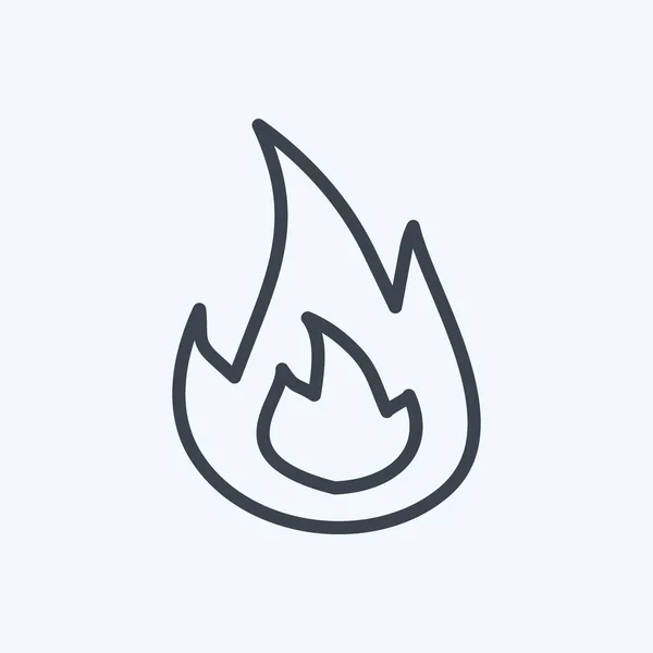 Fire Icon Trendy Line Style Isolated Soft Blue Background —  Vetores de Stock
