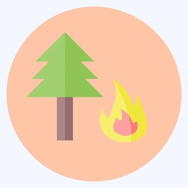 Forest Fire Icon Trendy Platte Stijl Geïsoleerd Zachte Blauwe Achtergrond — Stockvector