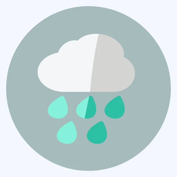 Heavy Rain Icon Trendy Flat Style Isolated Soft Blue Background — ストックベクタ