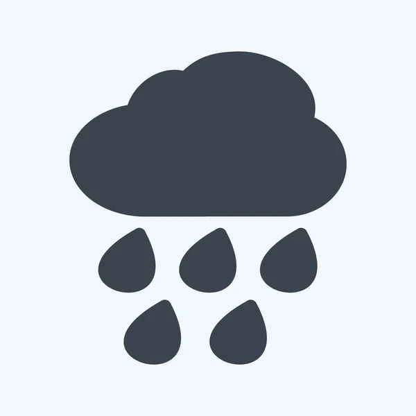 Heavy Rain Icon Trendy Glyph Style Isolated Soft Blue Background — ストックベクタ