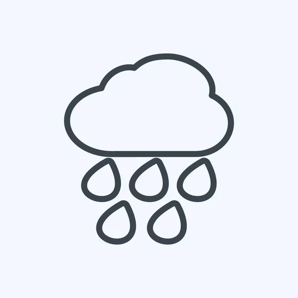 Heavy Rain Icon Trendy Line Style Isolated Soft Blue Background — ストックベクタ