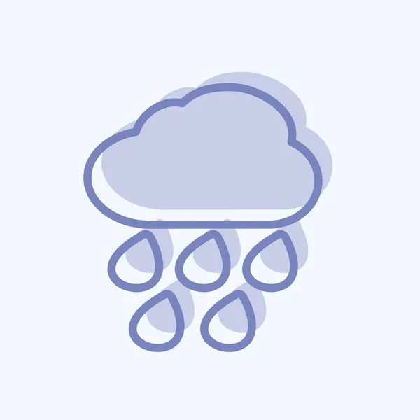Icona Heavy Rain Stile Trendy Due Toni Isolato Morbido Sfondo — Vettoriale Stock