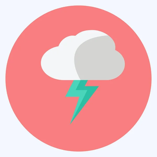 Lightning Icon Trendy Flat Style Isolated Soft Blue Background — стоковый вектор