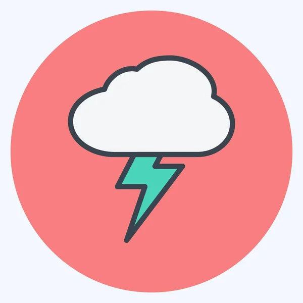 Lightning Icon Trendy Color Mate Style Isolated Soft Blue Background — Vettoriale Stock