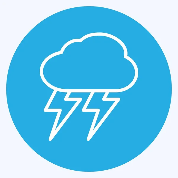 Thunderstorm Icon Trendy Blue Eyes Style Isolated Soft Blue Background — стоковый вектор