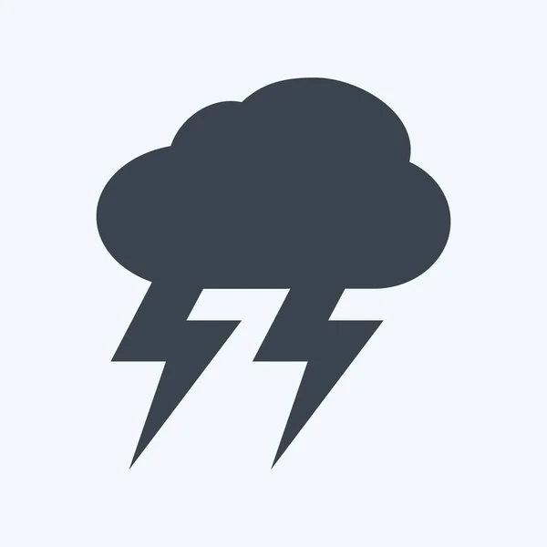 Thunderstorm Icon Trendy Glyph Style Isolated Soft Blue Background — стоковый вектор