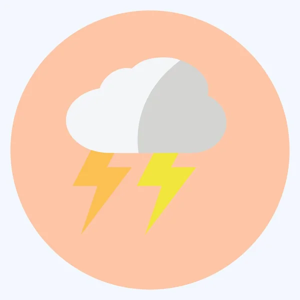Thunderstorm Icon Trendy Flat Style Isolated Soft Blue Background — стоковый вектор