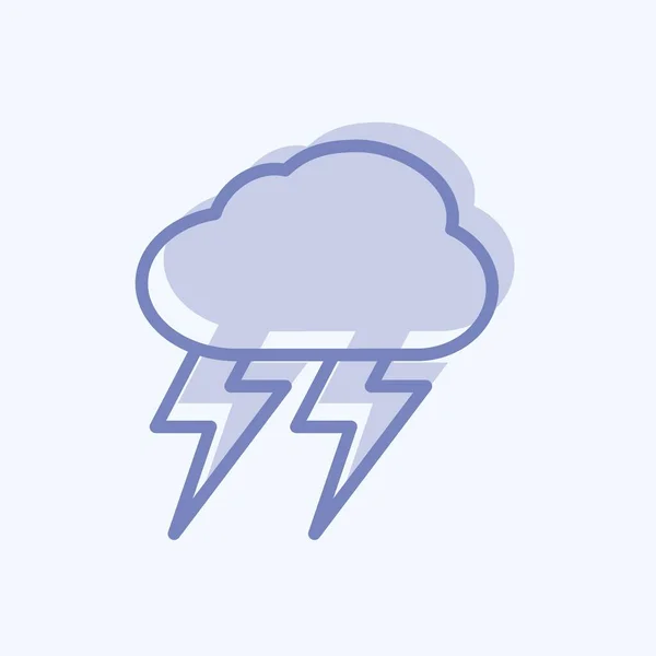 Thunderstorm Icon Trendy Two Tone Style Isolated Soft Blue Background — стоковый вектор