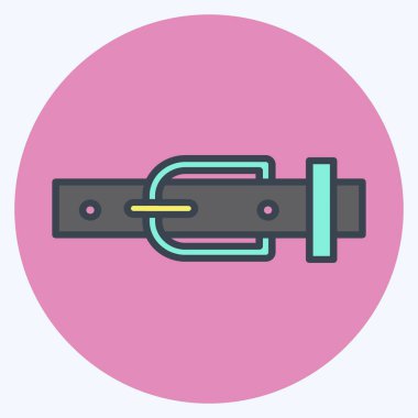 Yumuşak mavi arkaplanda izole edilmiş moda renk arkadaşı biçiminde Kemer Simgesi Simgesi