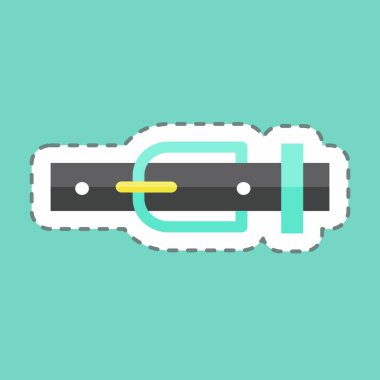 Moda satırında kemer çıkartması mavi arkaplanda izole edildi