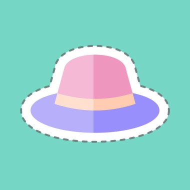 Moda satırındaki şapka etiketi mavi arkaplanda izole edildi