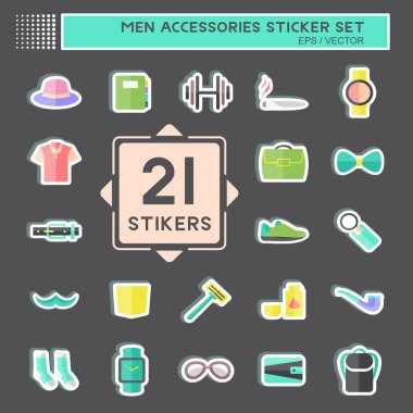 Erkek Aksesuarları Etiketi Siyah arka planda izole edilmiş modaya göre ayarlandı