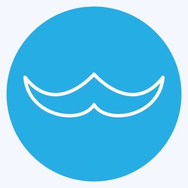 Bıyık Simgesi son moda mavi gözler tarzında yumuşak mavi arkaplanda izole