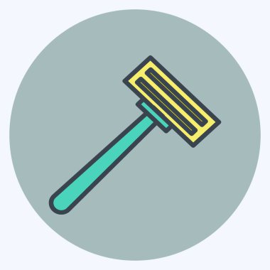 Traş Bıçağı Simgesi, yumuşak mavi arkaplanda izole edilmiş moda renk arkadaşı tarzıyla