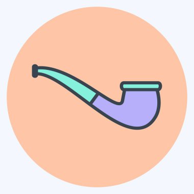 Yumuşak mavi arkaplanda izole edilmiş renkli eş tarzında Sigara İçen Boru Simgesi Simgesi