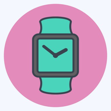 Yumuşak mavi arkaplanda izole edilmiş modaya uygun renk eş biçiminde İzleme Simgesi