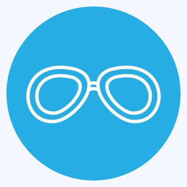 Modayı takip eden mavi gözlü klasik Gözlük Simgesi yumuşak mavi arkaplanda izole