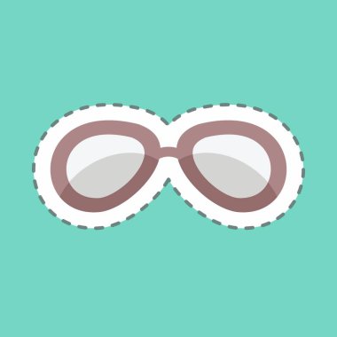 Moda satırında klasik gözlük etiketi mavi arkaplanda izole edildi