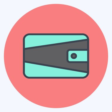 Cüzdan Simgesi yumuşak mavi arkaplanda izole edilmiş moda renk arkadaşı biçimi