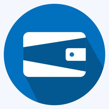 Cüzdan Simgesi yumuşak mavi arkaplanda izole edilmiş modaya uygun uzun gölge biçimi