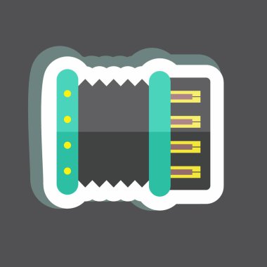 Siyah arkaplanda izole edilmiş akordiyon etiketi