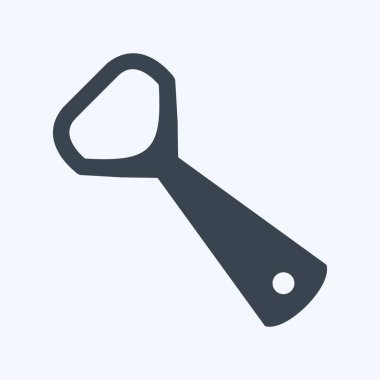 Modaya uygun kabartma biçiminde şişe açıcı simgesi yumuşak mavi arkaplanda izole edildi