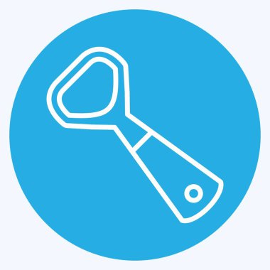 Modaya uygun mavi gözlü Şişe Açıcı Simgesi yumuşak mavi arkaplanda izole