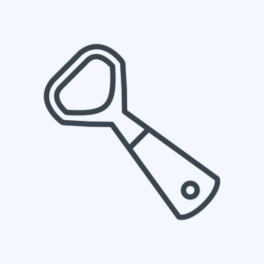 Yumuşak mavi arkaplanda izole edilmiş moda satır biçiminde şişe açıcı simgesi